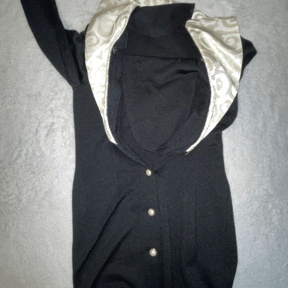 Vintage Long Dress Button Front Womens Classic 12 Collared Melissa Black USA - Picture 11 of 12
